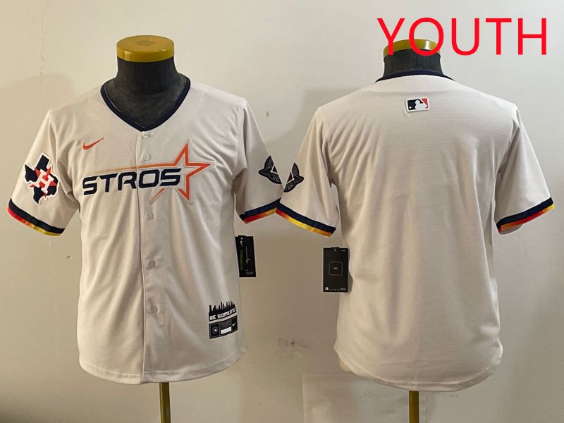 Youth Houston Astros Blank Cream three generations Joint Name 2025 Nike MLB Jersey style 4143